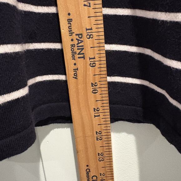 Laura Ashley Sweater Women Small Navy Striped Button Shoulder Mock Neck Nautical - Picture 7 of 11